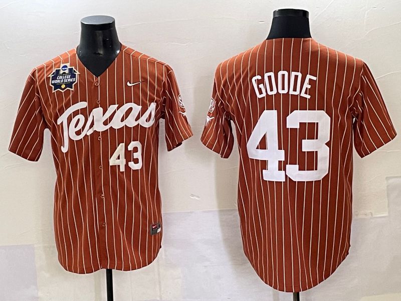 Men 2025 Texas Longhorns #43 Goode Brown stripe Joint Name Nike NCAA Jersey style 3